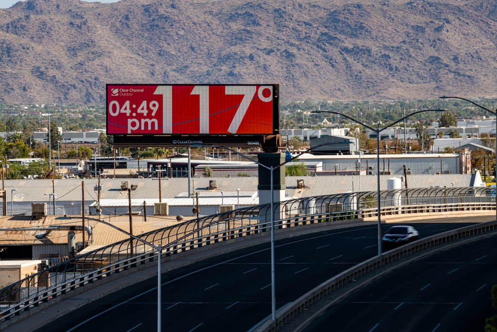 An electronic billboard displays the time and record-breaking temperature in Phoenix, Arizona, on July 18th. Nuclear physicist Edward Teller told a conference in 1959 that he wished to address 'the question of contaminating the atmosphere' Photograph: Ash Ponders/The New York Times
