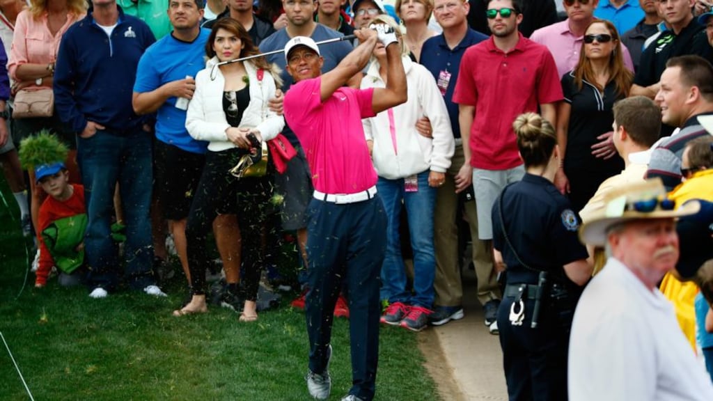 Tiger Woods recovered slightly from a poor start in the Phoenix Open to finish two over after his opening round, nine shots off the lead of Ryan Palmer. (Photo by Sam Greenwood/Getty Images)