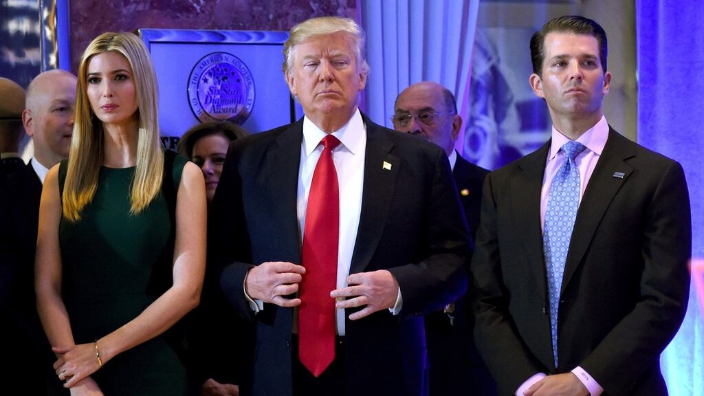 Donald Trump with his children Ivanka Trump and Donald Trump jnr. A US judge has ordered the three to comply with subpoenas issued by New York attorney general Letitia James. File photograph: Timothy A Clary/AFP via Getty Images