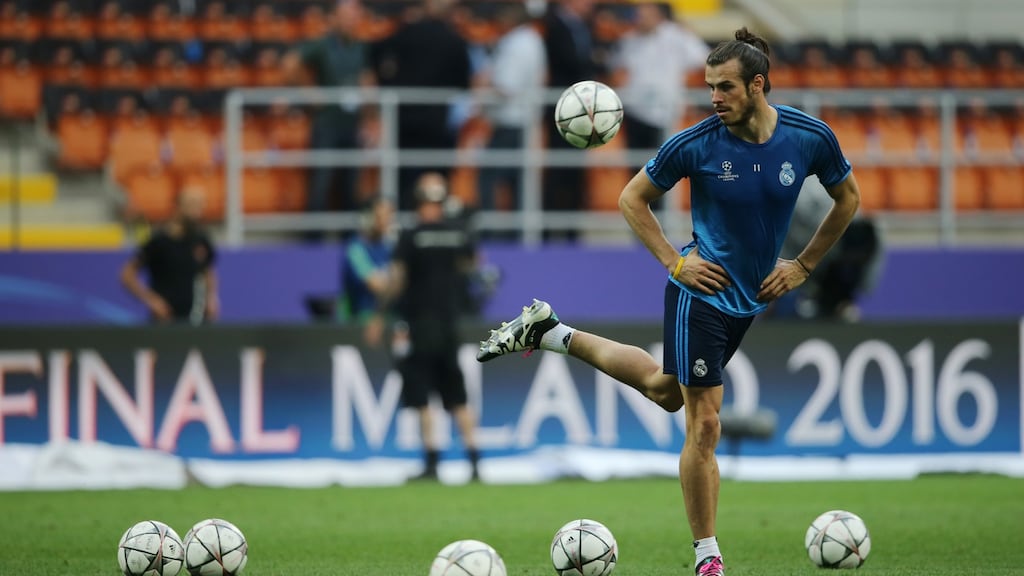 Gareth Bale in Milan ahead of Saturday’s Champions League final. Photograph: Getty Images