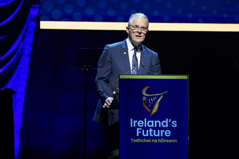 GAA president Jarlath Burns addressing the Ireland's Future event. Photograph: Brian Lawless/PA Wire