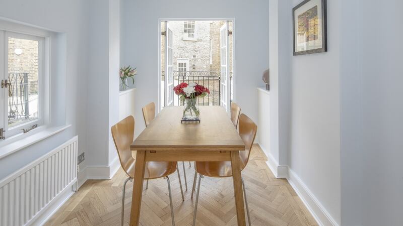 Parquet flooring, like this Havwoods solid wood, glue-design, design at a London project at Cumberland Street, is the fashion choice. €147 per sq m, fitted