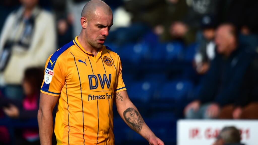 Darron Gibson, pictured here playing for Wigan Athletic, has been released by League Two side Salford. Photograph: Richard Martin-Roberts/CameraSport via Getty Images