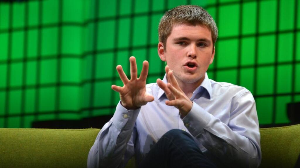 John Collison, co-founder of Stripe, speaking during the Web Summit at the RDS in November. Photograph: Barbara Lindberg