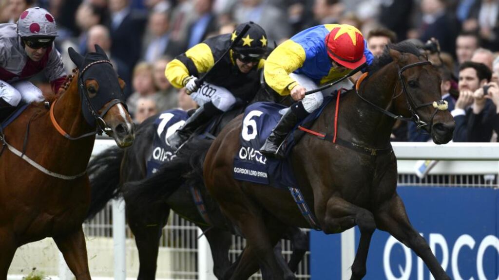 Wayne Lordan riding Gordon Lord Byron to victory in the Qipco Champion Stakes at Ascot last year. Photograph: Alan Crowhurst/Getty Images