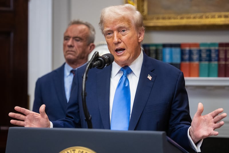 US president Donald Trump and US secretary of health Robert F Kennedy jnr, in the White House in Washington DC, on Monday. Photograph: Francis Chung/Politico/Bloomberg