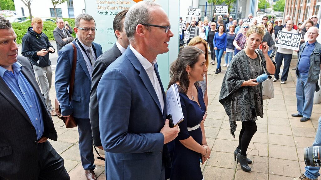Minister for Housing, Planning and Local Government Simon Coveney arriving at a meeting with waste industry representatives at Tallaght, Co Dublin, on Monday. Photograph: Eric Luke