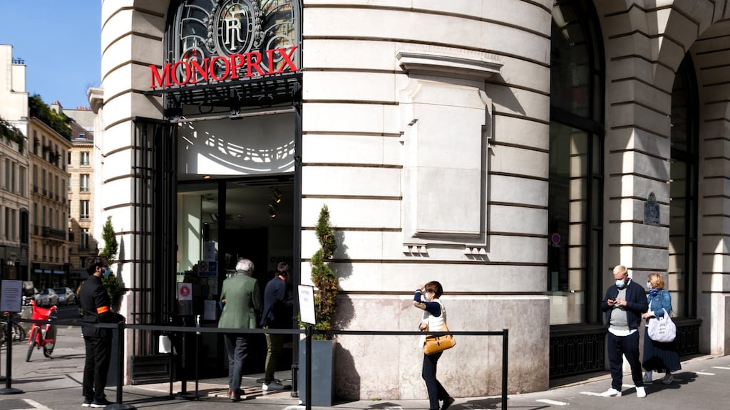 Monoprix, part of the French supermarket group Casino, whose shares tumbled 14 per cent on a profit warning.