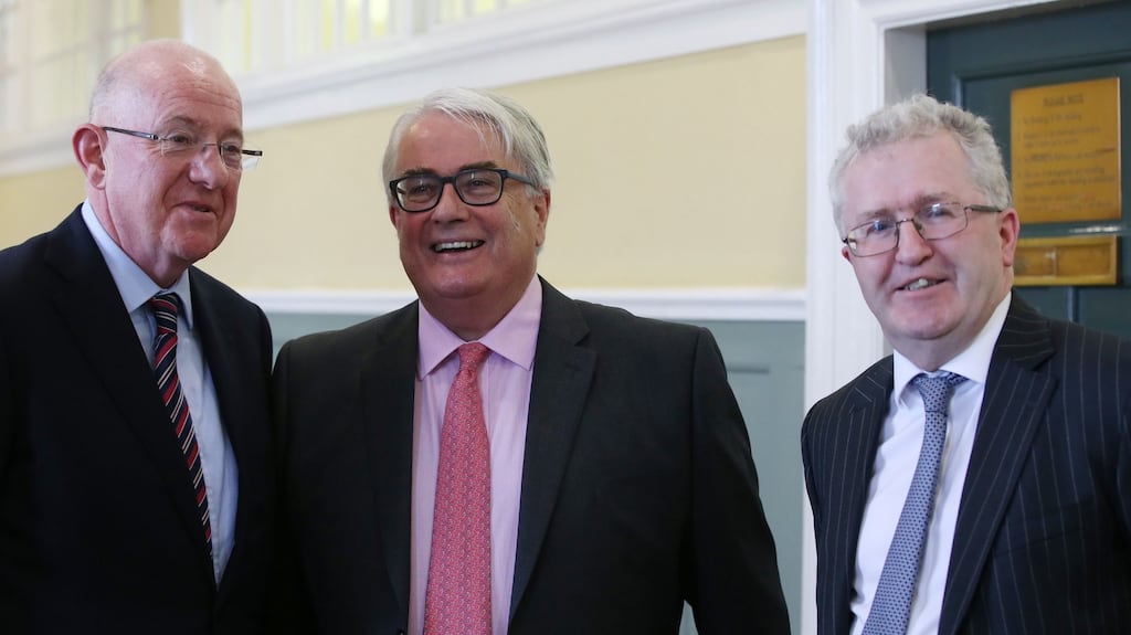 Mr Justice Seamus Woulfe (right)told the review  he met someone in the hotel lobby and then went to dinner in a room with six tables and 45 diners. File photograph: Sam Boal/Rollingnews