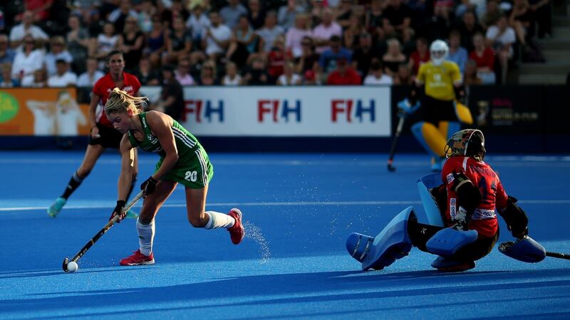 Chloe Watkins flicks home the winning penalty. Photo: Steven Paston/PA Wire