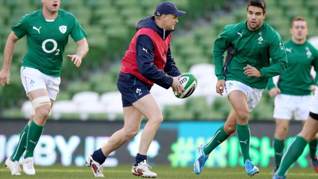 Ireland coach Joe Schmidt trains with his squad at the Aviva Stadium on Friday afternoon. Photograph: Billy Stickland/Inpho