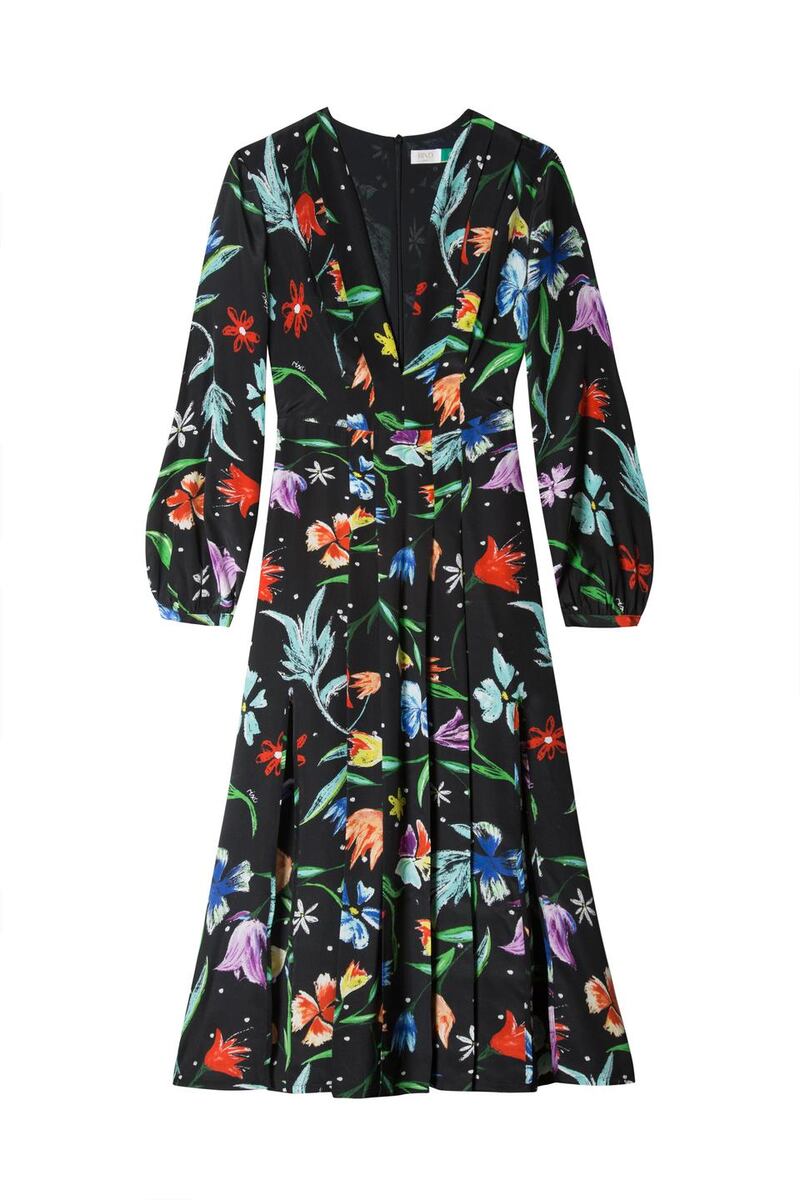 The original Camellia dress in chalk tulip print part of the ‘Viirtues of Rosemary’ debut collection from Rixo.