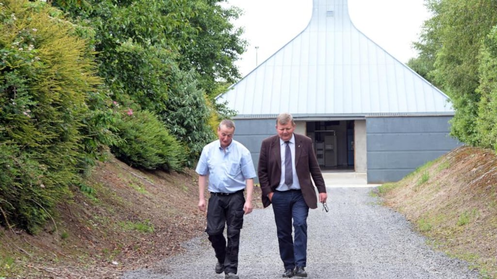 George McCullough (right), chief executive of Glasnevin Trust, and Liam McGuinness, operator of the trust’s new infant cremation facility, at Newlands Cross Cemetary, Dublin. Photograph: Eric Luke