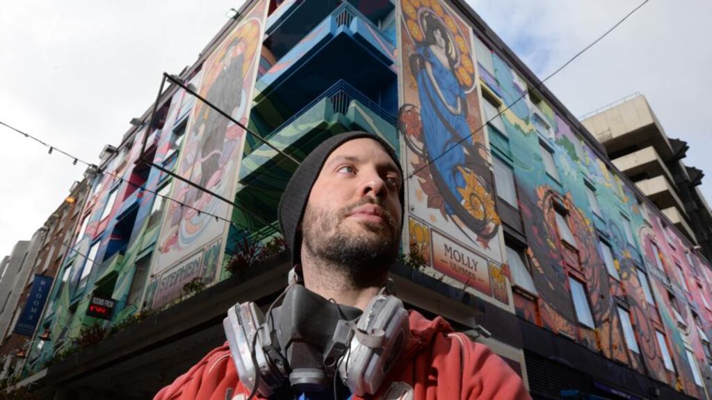 So loud, so bold: James Earley with his Joycean makeover of Blooms Hotel in Dublin. Photograph: Dara Mac Dónaill