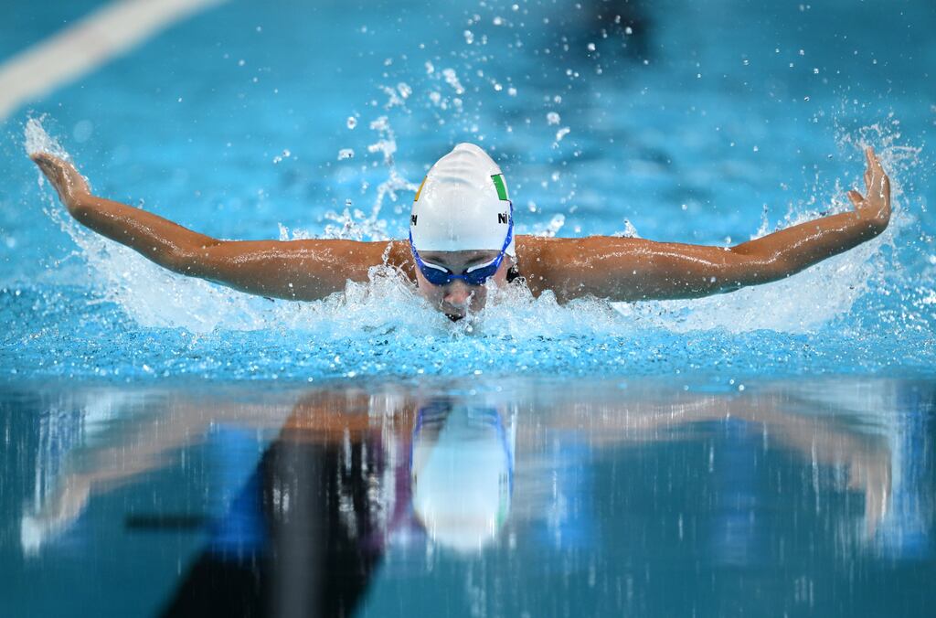 Ireland's Róisín Ní Riain during the SM13 200m individual medley final at La Défense Arena in Paris on Tuesday. Photograph: Ramsey Cardy/Sportsfile