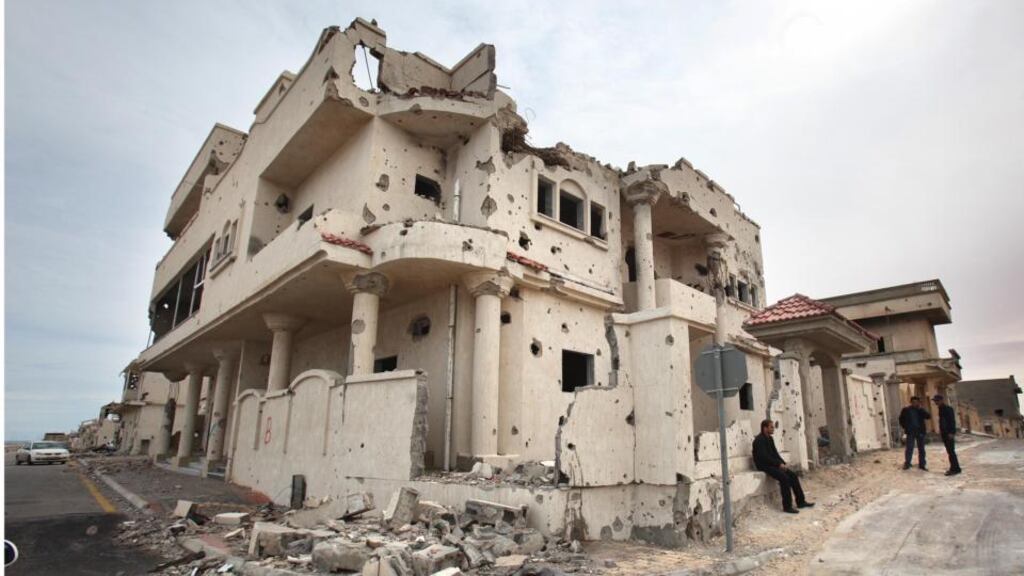 Appartments damaged during fighting in Sirte, Libya. Sirte is under the control of Islamist militants who oppose the government of prime minister Abdullah al-Thinni