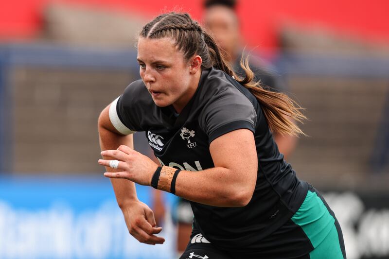 Ireland's Brittany Hogan during the warm-up match with Scotland. Photograph: INPHO/ Ben Brady