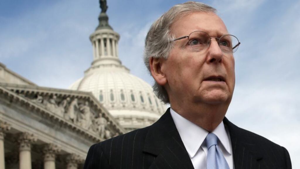 Republican leaders such as Mitch McConnell tried to help their friends with the Orwellian claim that resolution authority was actually a gift to Wall Street. But Wall Street knew better. Photograph: Getty Images