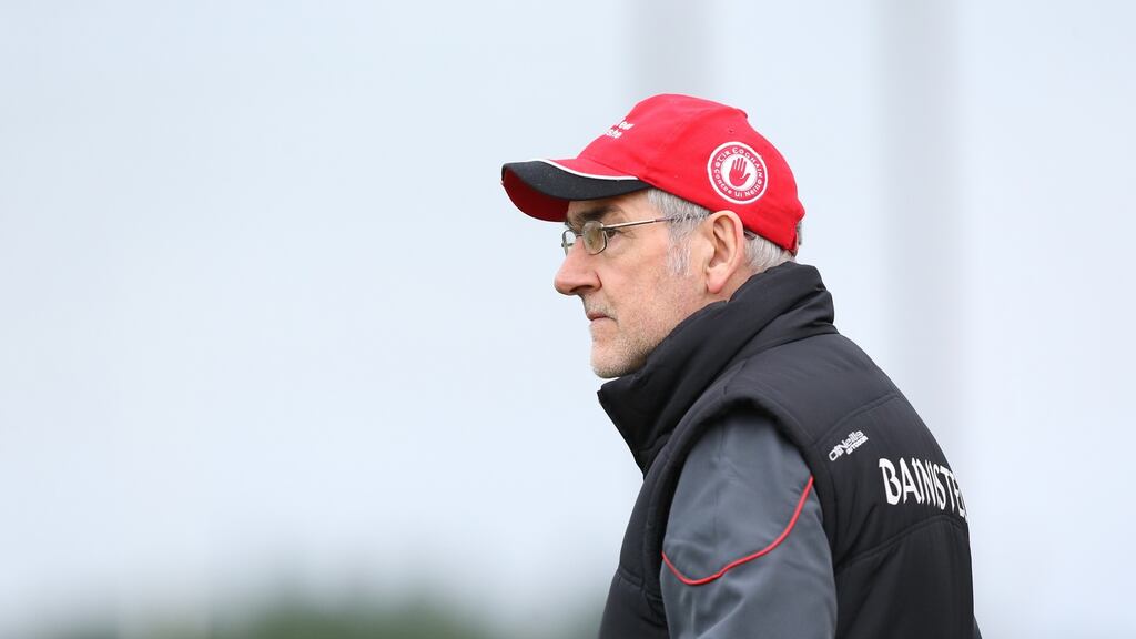 Tyrone manager Mickey Harte: “The pressure is to deliver the best of ourselves; that’s the only pressure I can entertain.” Photograph: Andrew Paton/Inpho/Presseye