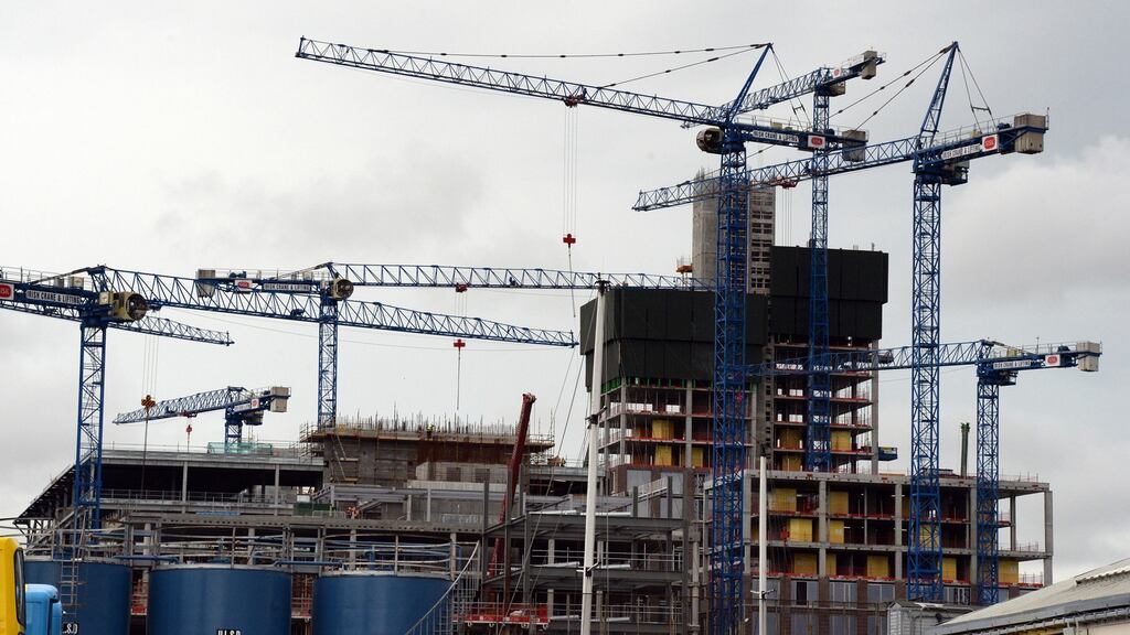 Cranes over the centre of Dublin.  Photograph: Cyril Byrne