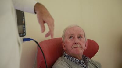 Sean Manning, a neuropathy patient from Finglas, being treated at the Dublin Neurological Institute. Photograph Nick Bradshaw
