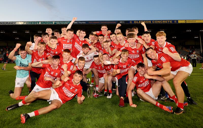Cork celebrate victory over Tipperary in the 2021 Munster championship final at Thurles. Photograph: James Crombie/Inpho