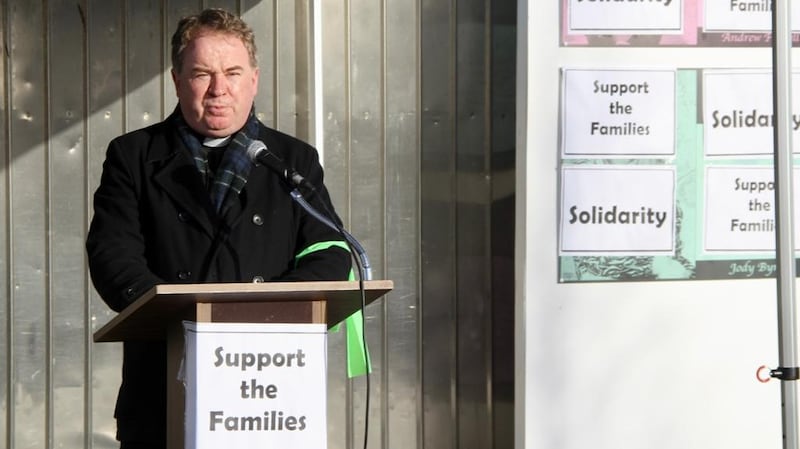 Cherry Orchard parish priest Fr Michael Murtagh at the vigil in Ballyfermot, Co Dublin. Photograph: Ronan McGreevy