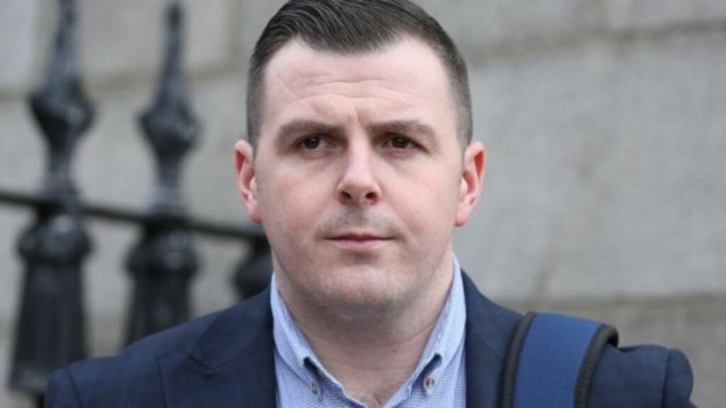 Brian Mohan, from Beaumont, Dublin pictured outside the Four Courts during the opening day of his High Court action. Photograph: Courts Collins