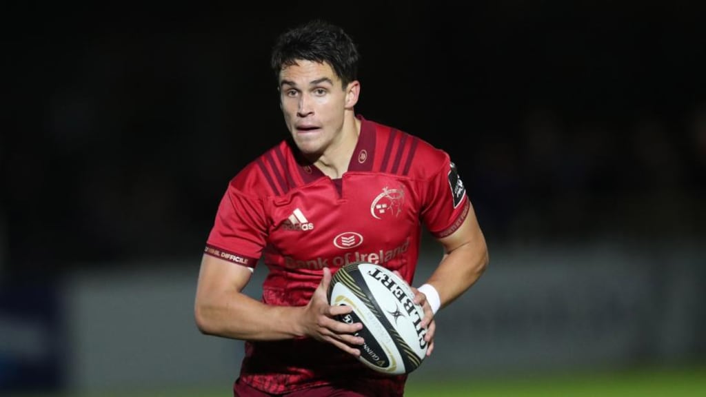 Munster’s Joey Carbery has been handed his first start for their clash with Ospreys in the Pro14. Photo: Billy Stickland/Inpho