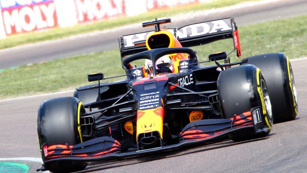 Red Bull driver Max Verstappen in action during the second practice session of the Formula One Grand Prix Emilia Romagna at Imola race track, Italy, on Friday. Photograph: Davide Gennari/EPA