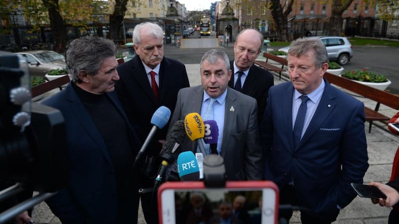 Members of the Independent Alliance John Halligan, Finian McGrath, Kevin “Boxer” Moran, Shane Ross and Sean Canney. Photograph: Alan Betson/The Irish Times