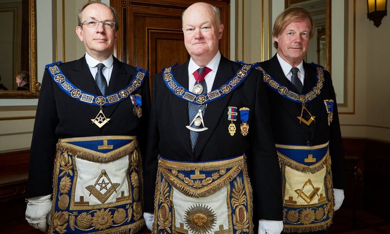 Jonathan Spence, Peter Lowndes and Sir David Wootton in Inside the Freemasons, on Sky 1. Photograph: Sky TV