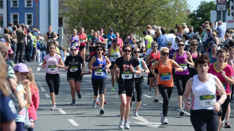 The last 1k at the Flora Women’s Mini Marathon, in Dublin last year. Photograph: Dara Mac Dónaill Photographer: Dara Mac Donaill / THE IRISH TIMES