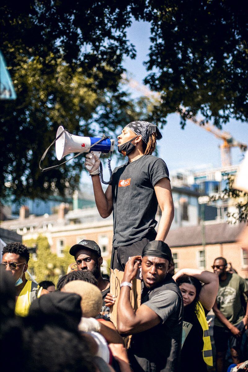 JYellowL was one of the organisers of the Black Lives Matter protests in Dublin during the summer. Photograph: Lorin Gannon