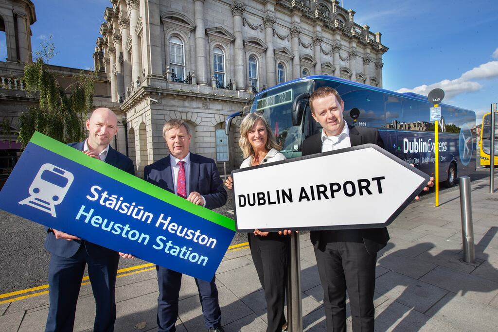 John Boughton, managing director of National Express Ireland; Jim Meade, chief executive of Irish Rail; Alex Jensen, chief executive of National Express UK & Ireland & Germany; and Brian Gallagher, head of concessions at Dublin Airport. Photograph: Tony Gavin