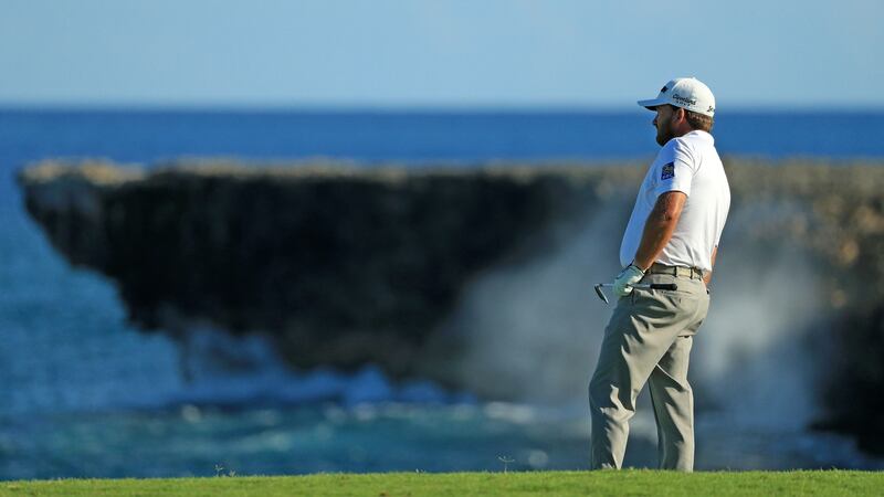 McDowell plays his approach in to the 18th on Sunday. Photo: Mike Ehrmann/Getty Images