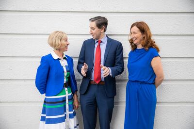 Emer Cooke, Head of Regulation of Medicines and Health Technologies, WHO; Minister for Health, Simon Harris; and Dr Lorraine Nolan, CEO, HPRA; at the International Conference of Drug Regulatory Authorities. Photograph: Naoise Culhane