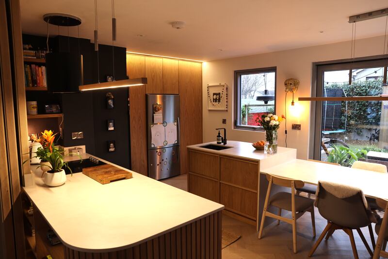 Kitchen builder Daniel Martin provided the oak kitchen and worked with Tracy on the design. Photograph: Dara Mac Dónaill