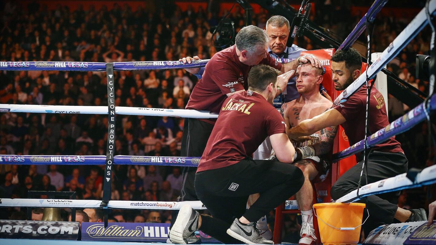 Carl Frampton during a break between rounds. Photo: William Cherry/Inpho