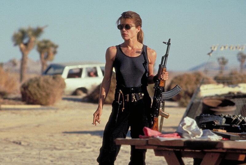 Hamilton as Sarah Connor in the 1991 Terminator 2, which etched her in the pop culture pantheon. Photograph: TriStar Pictures