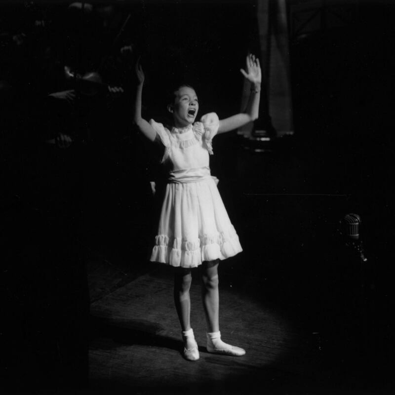 Julie Andrews on stage at the London Palladium in 1948 during a Royal Command Performance. Photograph: Keystone/Getty