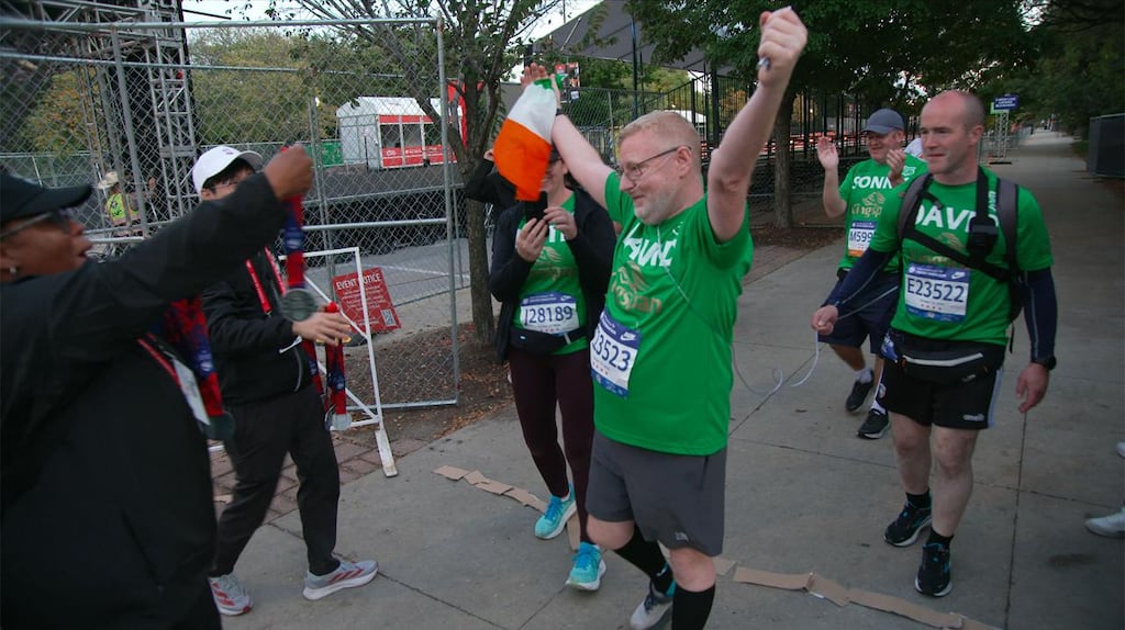 David Crosby after finishing his fourth marathon