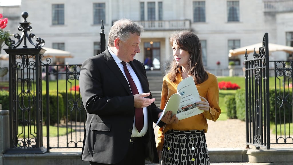 Dr Donal O’Hanlon, president of the Irish Hospital Consultants Association and Dr Laura Durcan, IHCA vice president and consultant rheumatologist, Beaumont Hospital, pictured at the IHCA’s annual conference at the Radisson Blu St Helen’s Hotel, Stillorgan, Co Dublin. Photograph: Robbie Reynolds
