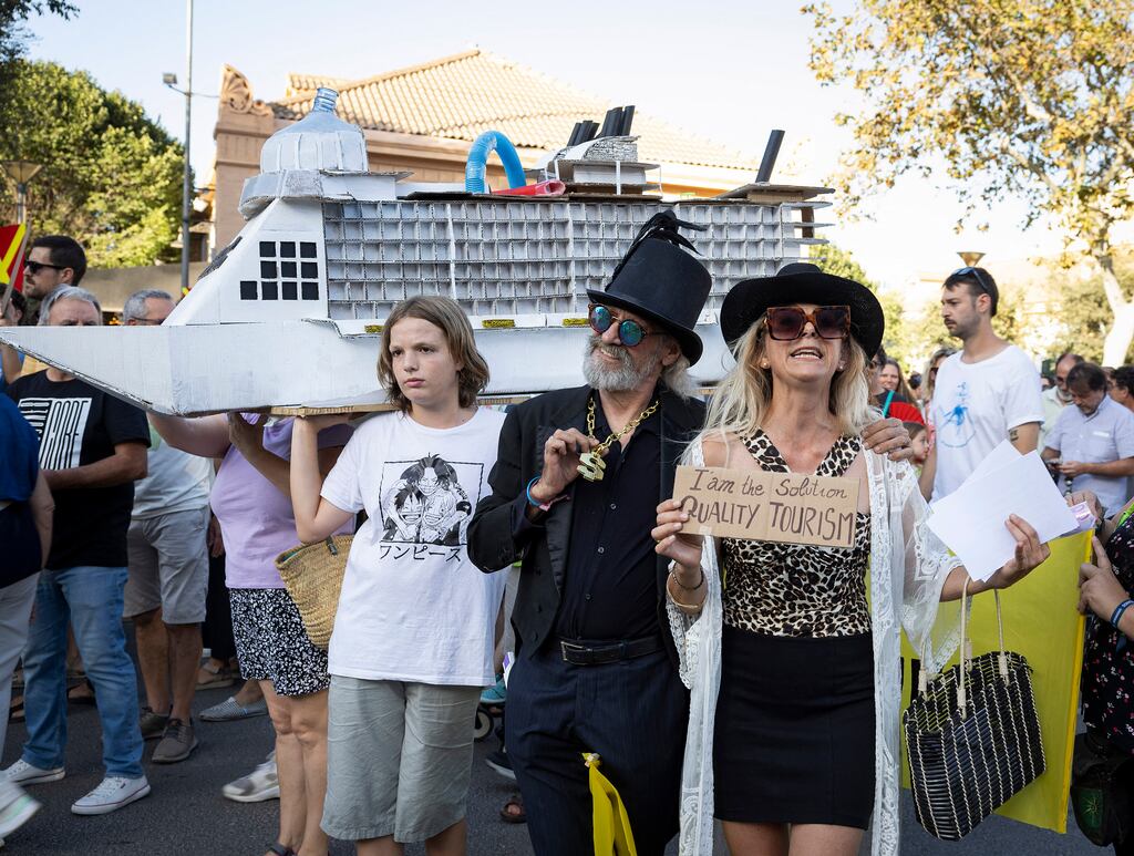 Cruise ships were one focus of a protest against overtourism and housing prices on the island of Mallorca. Photograph: Jaime Reina/AFP via Getty