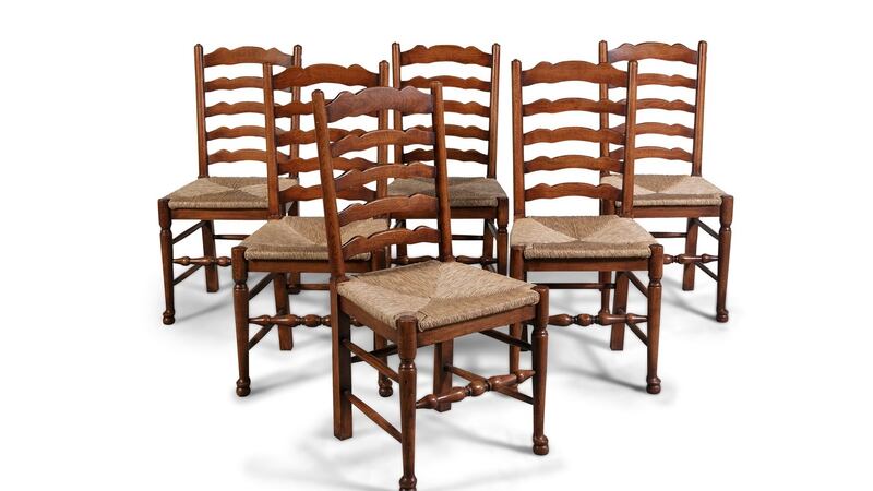 Set of rush seated dining chairs, Adams At Home sale