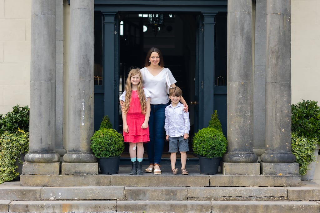 Ann Marie, Annabelle (10) and Paddy (5) Durkin outside Coolamber House. Photograph: Tom O'Hanlon