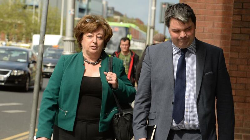 Catherine Murphy and solicitor Simon McGarr arriving at the Four Courts this morning. Photograph: Cyril Byrne