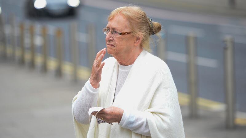 Joe McCann’s widow Anne leaves Belfast Crown Court after attending the trial of two former paratroopers who deny murdering her husband in Northern Ireland almost 50 years ago. Photograph: Mark Marlow/PA Wire