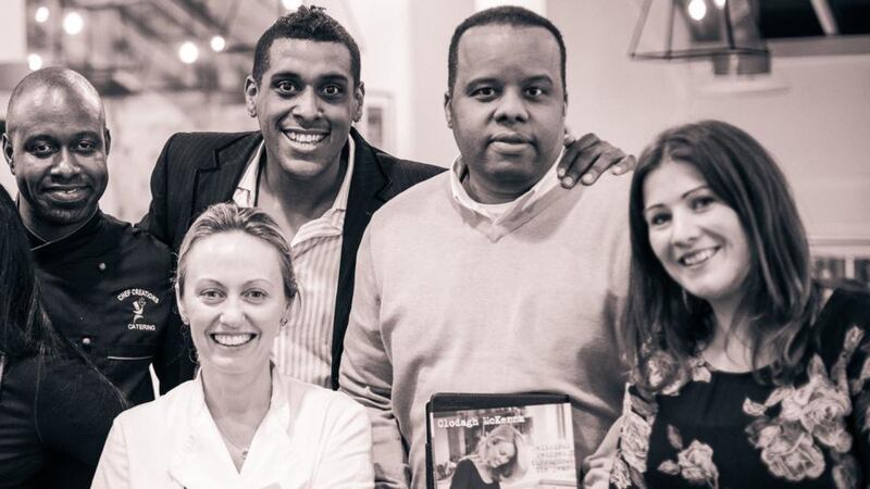 Clodagh McKenna is hosting a Haven for Haiti fundraiser in Clodagh’s Kitchen in Blackrock with Haitian chef David Destinoble (pictured back left, with guests at last year’s fundraiser in Arnott’s). Photograph: Dara Munnis