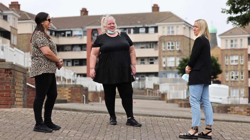 Gayle Cullen-Doyle, Natasha O’Keeffe and Lynette Lyons, residents of Oliver Bond House launched a new campaign called “We’re Sick Waiting – A Campaign for Better Housing Conditions”. Photograph: Dara Mac Dónaill